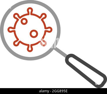 Covid magnifyer, illustration, vector on a white background. Stock Vector