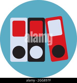 Three folders, illustration, vector on a white background. Stock Vector