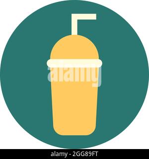 Milkshake to go, illustration, vector on a white background. Stock Vector