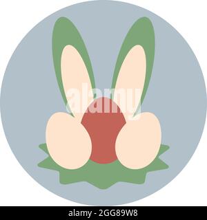 Three eggs with bunny ears, illustration, vector on a white background. Stock Vector