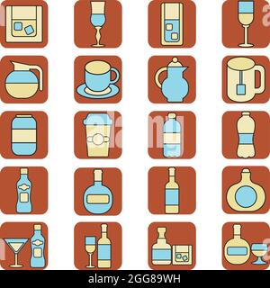 Drinks at the bar, illustration, vector on a white background. Stock Vector