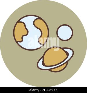 Planets in the galaxy, illustration, vector on a white background. Stock Vector
