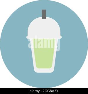 Green juice in cup to go, illustration, vector on a white background. Stock Vector
