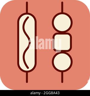 Barbeque on stick, illustration, vector on a white background. Stock Vector