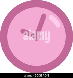 Pink school clock, illustration, vector on a white background. Stock Vector