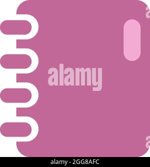 Pink book with wire , illustration, vector on a white background. Stock Vector