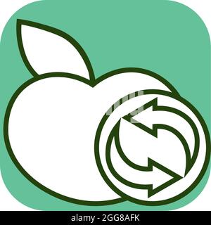 Apple and arrows, illustration, vector on a white background. Stock Vector