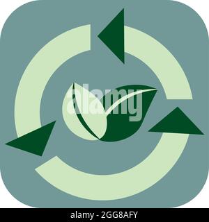 Green arrows with leaves, illustration, vector on a white background. Stock Vector