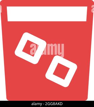 Whisky in red glass, illustration, vector on a white background. Stock Vector