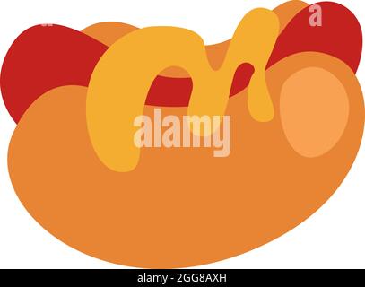 Fastfood hotdog, illustration, vector on a white background. Stock Vector