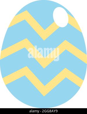 Blue easter egg with yellow stripes, illustration, vector on a white background. Stock Vector