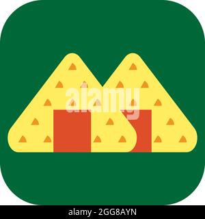 Yellow onigiri, illustration, vector on a white background. Stock Vector