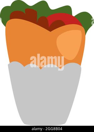 Fastfood shawarma, illustration, vector on a white background. Stock Vector