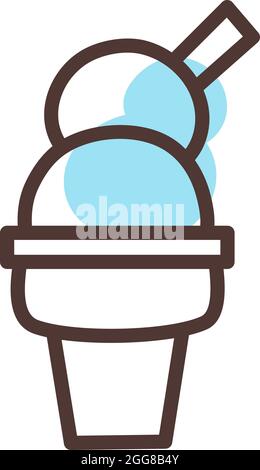 Two scoops of ice cream with cinammon, illustration, vector on a white background. Stock Vector