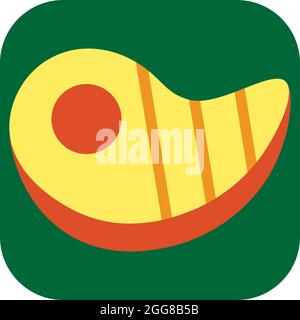 Well done steak, illustration, vector on a white background. Stock Vector