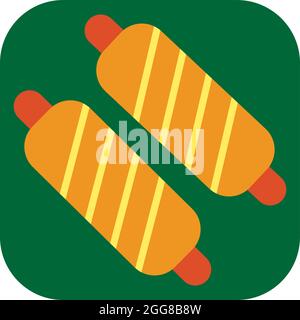 Two hot dogs, illustration, vector on a white background. Stock Vector