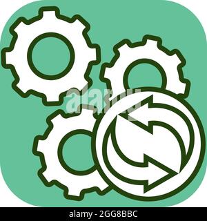 Engines and arrows, illustration, vector on a white background. Stock Vector