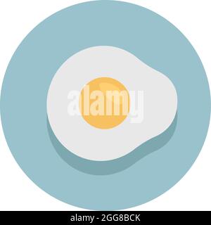 Sunny side up egg, illustration, vector on a white background. Stock Vector