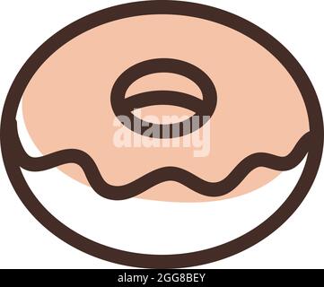 Chocolate donut, illustration, vector on a white background. Stock Vector
