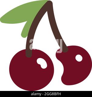 Red cherries, illustration, vector on a white background. Stock Vector