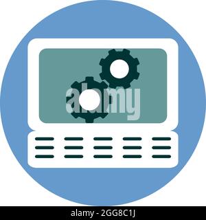 Laptop settings, illustration, vector on a white background. Stock Vector