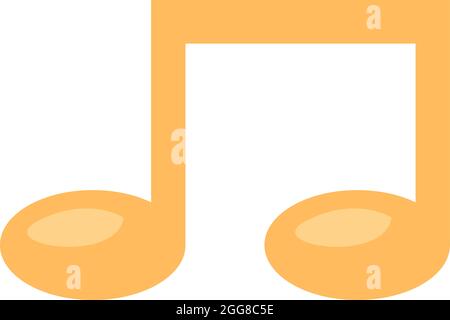 Yellow music note, illustration, vector on a white background. Stock Vector