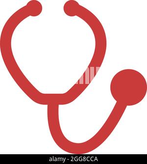 Red stethoscope, illustration, vector on a white background. Stock Vector