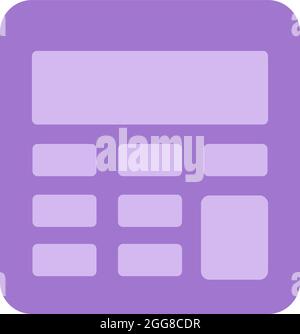 Purple calculator, illustration, vector on a white background. Stock Vector