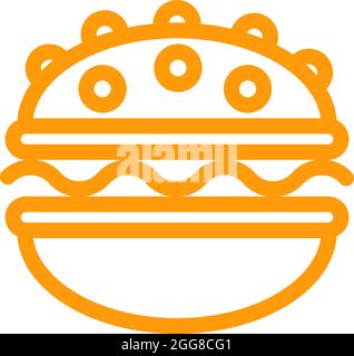 Burger with sesame seed, illustration, vector on a white background. Stock Vector