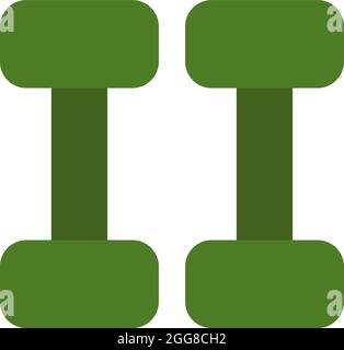 Green dumbbells, illustration, vector on a white background. Stock Vector