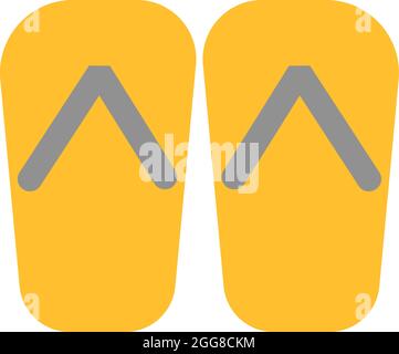 A color illustration of a green slipper with yellow flaps, vector ...