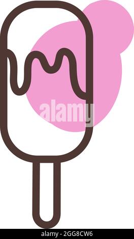 Pink ice cream with chocolate, illustration, vector on a white background. Stock Vector