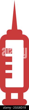 Red syringe, illustration, vector on a white background. Stock Vector