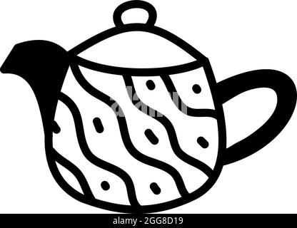 Metal round teapot, illustration, vector on a white background. Stock Vector