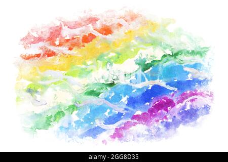 abstract rainbow color line, natural grunge watercolor texture background, illustration, new year image Stock Photo