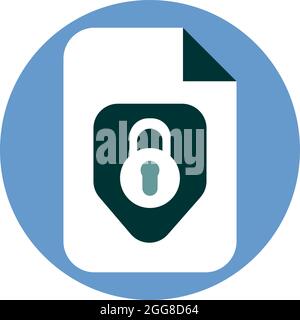 File with lock, illustration, vector on a white background. Stock Vector
