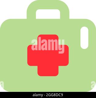 Green First aid kit, illustration, vector on a white background. Stock Vector