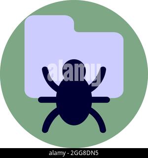 Folder with bug, illustration, vector on a white background. Stock Vector