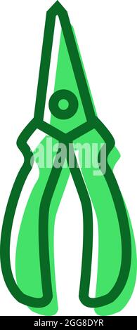 Green pliers, illustration, vector on a white background. Stock Vector