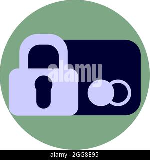Lock and credit card, illustration, vector on a white background. Stock Vector