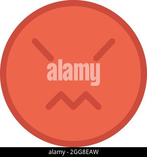 Furious red smiley face, illustration, vector on a white background. Stock Vector