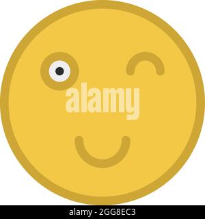 Winking smiley face, illustration, vector on a white background. Stock Vector
