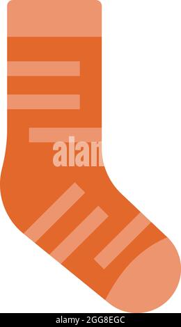 Simple orange sock, illustration, vector on a white background. Stock Vector