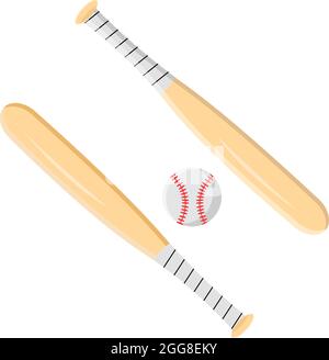 Baseball bats and ball, illustration, vector on a white background Stock Vector