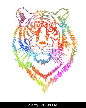 The face of a multi-colored lion. Vector illustration Stock Vector