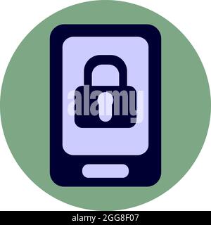 Locked phone, illustration, vector on a white background. Stock Vector