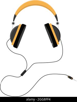 Yellow Headphone, illustration, vector on a white background. Stock Vector