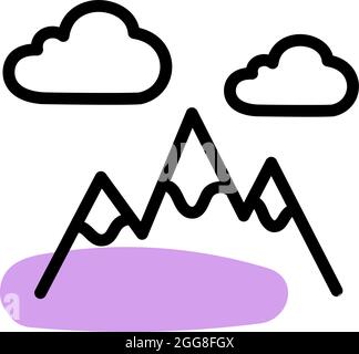 Purple mountains, illustration, vector on a white background. Stock Vector