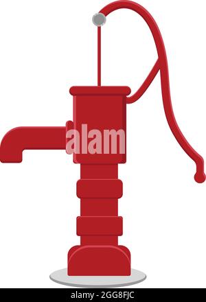 Red hand water pump, illustration, vector on a white background. Stock Vector