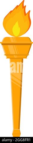 Burning torch, illustration, vector on a white background Stock Vector